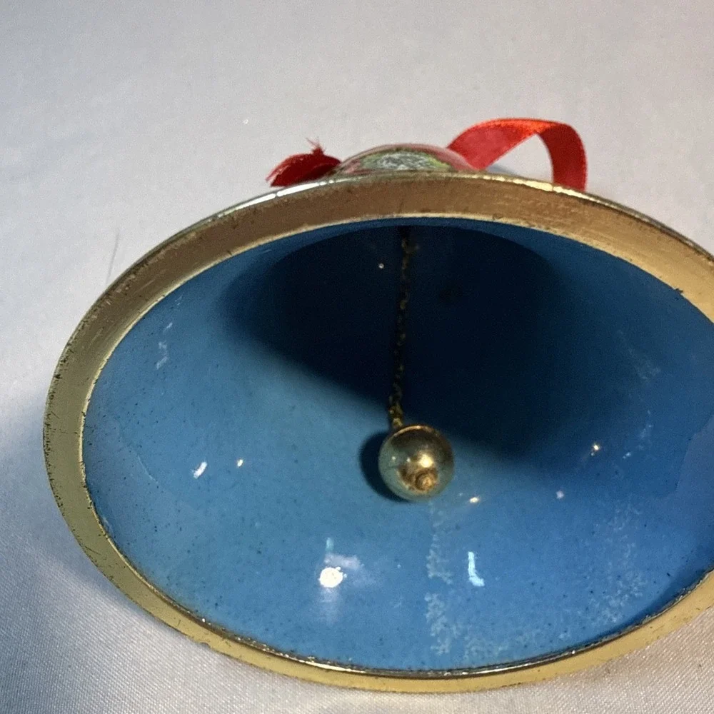 Vintage Arora Craycombe Trinkets Red Christmas Bell Enamel Cloisonne Ornament